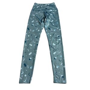 Beyond Yoga Poketo High Waisted Leggings Light Blue Lux Geometric Print Size XS